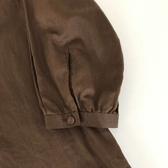 Talbots Split Neck Popover Top Women's Size Small Brown 3/4 Sleeve Textured Boho - Picture 5 of 10